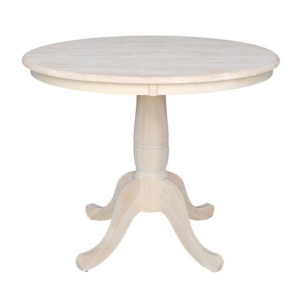 International Concepts Round 36 in Round Top Pedestal Table, 28.9 inH, Unfinished, 36 W, 36 L, 29.1 in H, Wood, Unfinished K-36RT - main